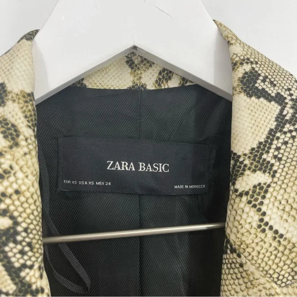 Zara Basic Snake Print Blazer XS Blogger Favorite Animal Print Jacket - Picture 6 of 9